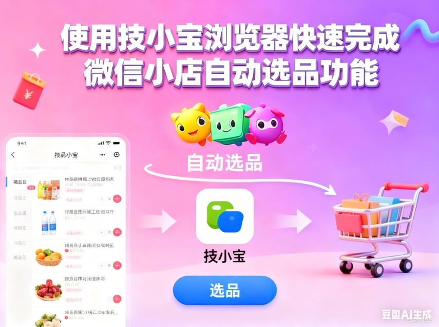 如何在技小宝浏览器中使用微信小店自动选品功能